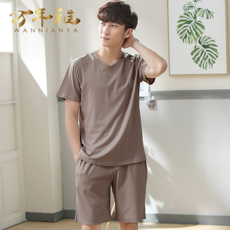 Cold pajamas summer sleeve thin Model shorts men ice wire home dress middle-aged daddy summer suit