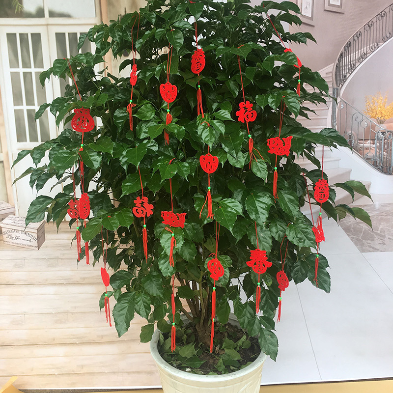 Large red lantern bonsai hanging decoration indoor flocking unwoven cloth small pendants to decorate New Year's festive scene arrangement supplies