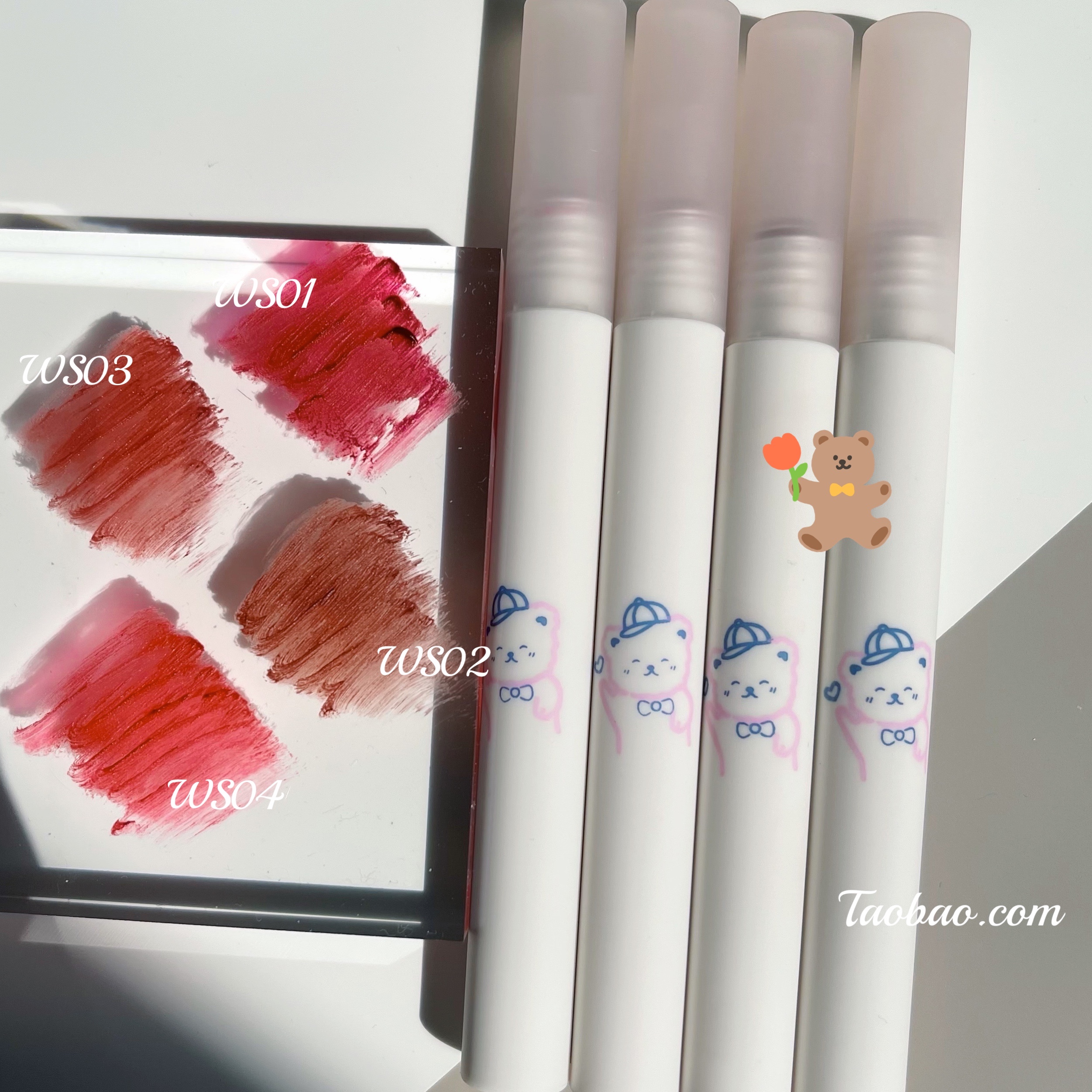 Gellas Silk Slippery Fog Face Small Bear Matt Lip Glazed Lipstick With Red And White Lift Air Color Lasting Waterproof Sweetness