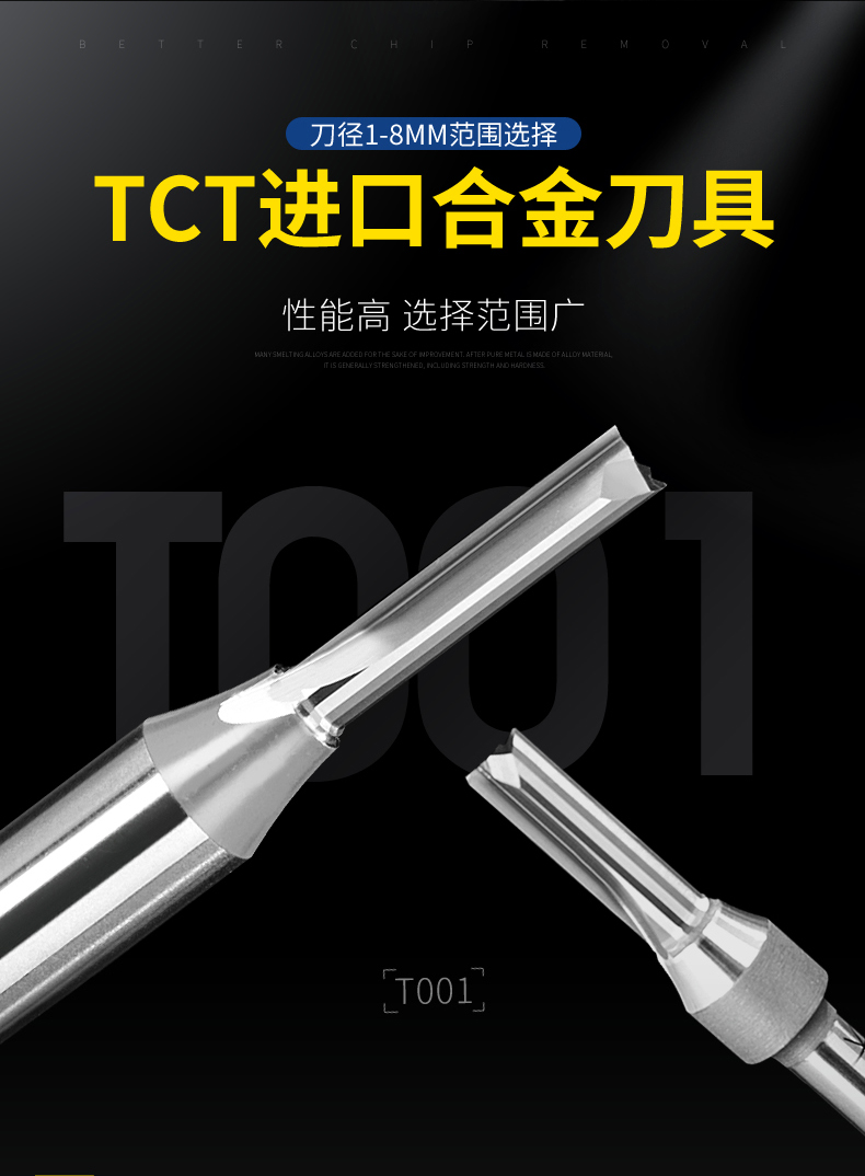 Lưỡi dao Chuanmu khắc CNC cộng với dao thẳng TCT 1/2 tay cầm 4-5mm chế biến gỗ chuyên nghiệp công cụ cắt dao phay T001 (2) - Dụng cụ cắt 	lưỡi cưa mỏng
