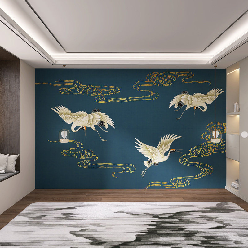 Фоновая стена 定制新中式鎏金山水墙板现代客厅电视沙发碳晶板茶室办公室防撞板 Se Liya