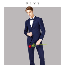 Baolan suit suit mens three-piece Korean slim suit professional dress groom wedding dress