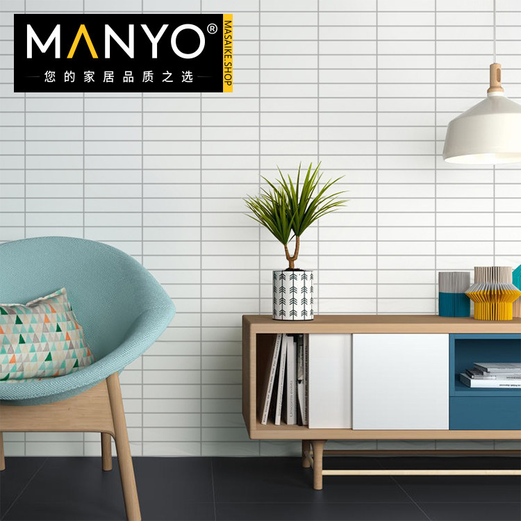 Long striped porcelain glazed matte mosaic Simple modern bathroom living room background wall decorated with small tiles