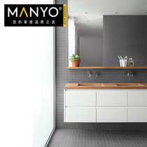 Nordic minimalist gray ceramic mosaic tiles square lattice toilet wall tiles wet and dry area bathroom floor tiles