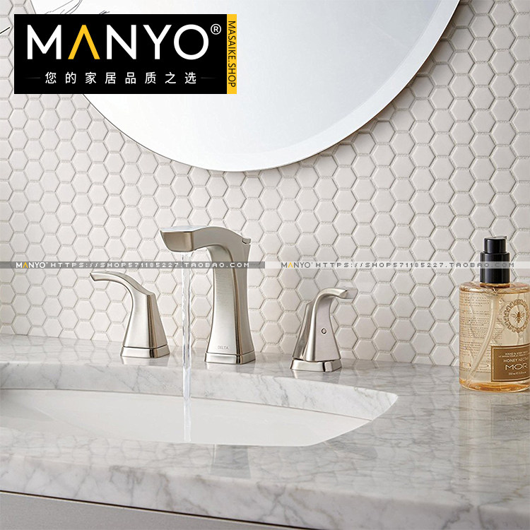 Minimalist bathroom white ceramic hexagonal brick anti-slip matt bright light small hexagonal pure white mosaic Nordic tiles
