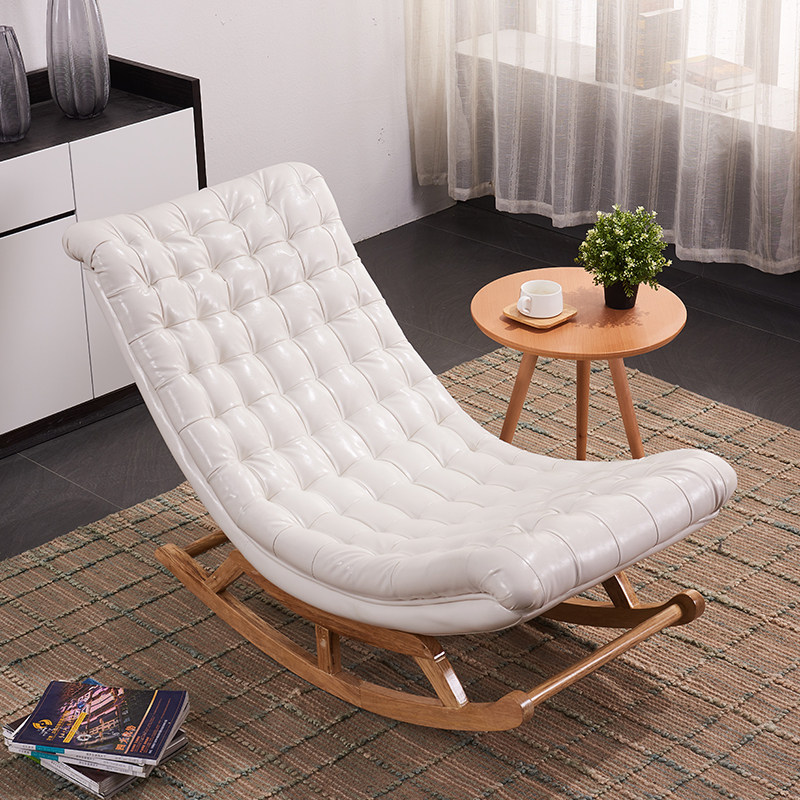 Buy Rocking chair Nordic adult nap lounge chair single leather sofa