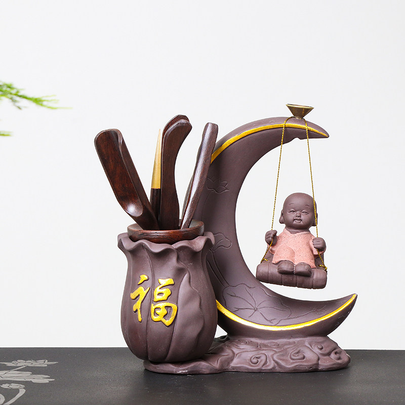 Purple Sand Tea Tract Accessories Six Gentlemen Home Multifunction Whole Set Solid Wood Black Sandalwood Chicken Wings Wood Zen tea Play