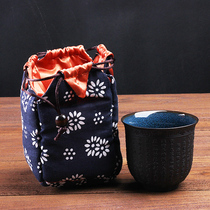 Ceramic personal tea cup Kung Fu tea prajna Paramita heart Sui personality carving Baifu Master Cup portable cloth bag