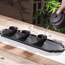 Ceramic dry bubble tea tray Japanese Zen tea set tea tray small simple home black pottery mini tea tray