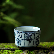 Ceramic tea cup small Cup imitation enamel blue and white porcelain hand-painted knife character Cup personal Single Cup special cup tea cup