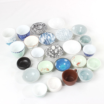 Ceramic teacup kung fu tea set accessories creative individual cup Japanese tasting cup tea bowl Jianzhan Ru porcelain ice crack promotion