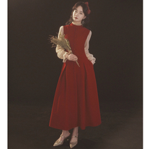 Toast bride wine engagement dress wedding dress dress usually wear long sleeves back to the door winter