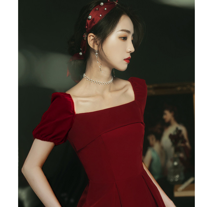 Toast to the bride Summer Little Subwine Red wedding dress The dress normally can be worn back door engagement Women advanced senses