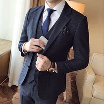 Suit Set Three Pieces Four Seasons Groom Wedding Dress Best Man Clothing Korean Slim Mens Suit Work Formal