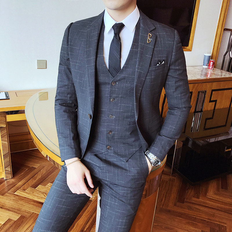 Keshi rabbit new suit suit male three-piece teen slim Korean version best man suit groom wedding gown