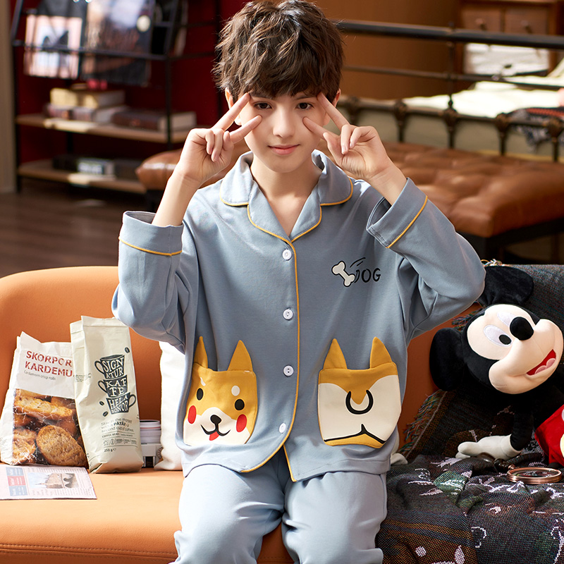 Children's pyjamas boy pure cotton long sleeve fall small child CUHK boy boy Spring and autumn money Cartoon Full Cotton Home Clothing