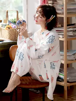 Pajamas girls autumn cotton long sleeves Korean version of fresh young students can go out spring and autumn girls home clothes