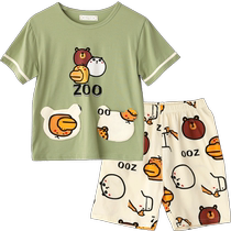 Summer thin short-sleeved pure cotton plus fat plus size fat mm 200 pounds loose teenagers student ladies home clothes