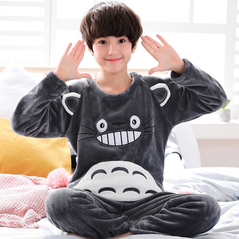 Winter teenager pajamas for boy with extra thick velvet coral velvet for middle school boy with flannel for middle school student home dress for male