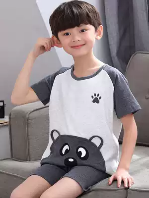 Summer youth pajamas male junior high school students thin short-sleeved cotton big boys summer fat boy home clothes