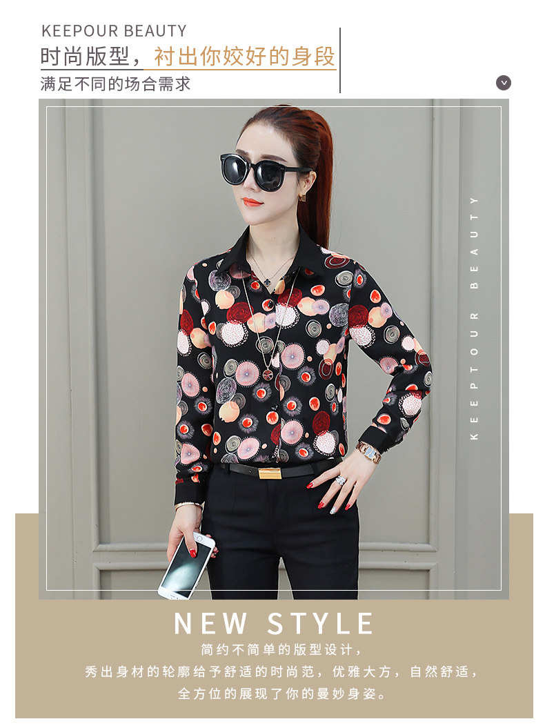 Áo sơ mi nữ mùa xuân 2019 mùa xuân mới retro thời trang ve áo dài tay áo đầu xuân khí chất áo sơ mi voan - Áo sơ mi dài tay 	mẫu áo sơ mi dài tay nữ đẹp	