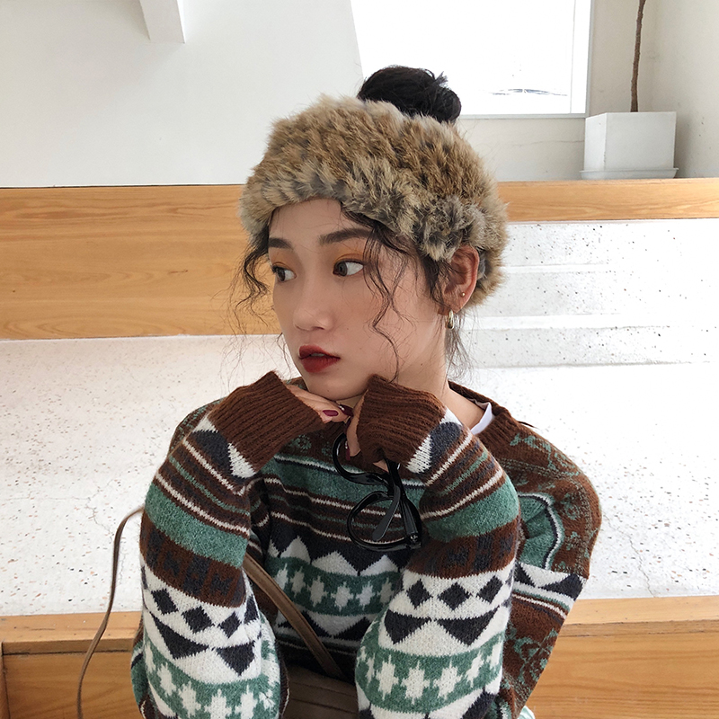 Nishimoto hairband lazy rabbit hair autumn and winter hair accessories Baotou evening and evening with the same style fur plush Korean version wide-brimmed hairband hat Japanese