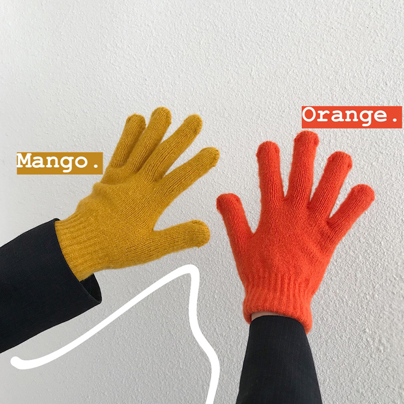 West Ben Five Fingers Knit Gloves Women's Winter Cute Korean Version Ins Surge Winter Warm Plus Suede Students points to couple men