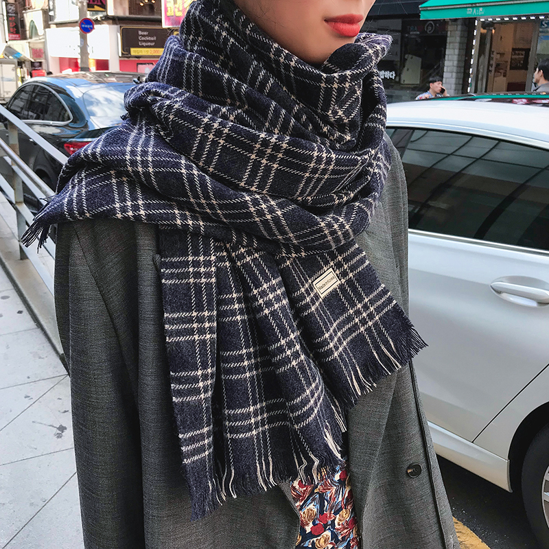 Nishimoto scarf couple models plaid imitation cashmere Japanese Harajuku style warm all-match casual Korean version small fragrance style scarf