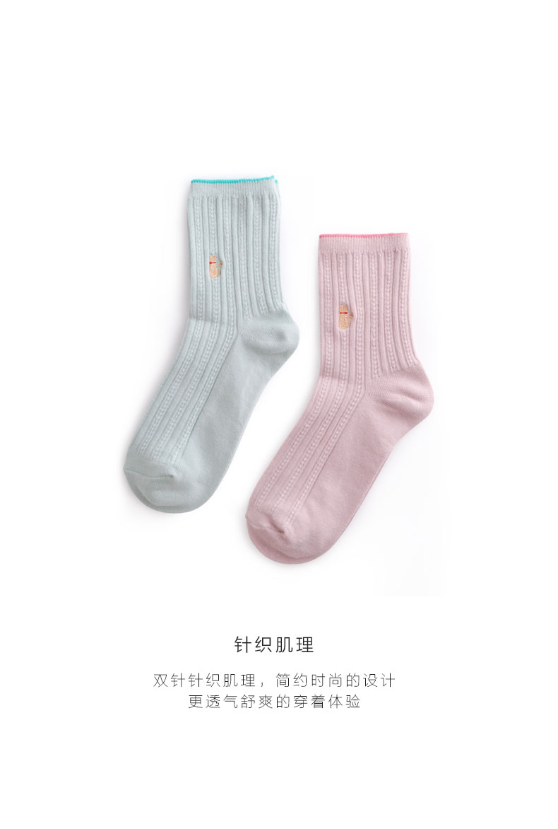 5 đôi vớ vớ nữ ống phiên bản Hàn Quốc của mùa xuân gió mùa xuân và vớ cotton mùa thu màu rắn Nhật Bản đôi kim thêu thông thường vớ của phụ nữ thủy triều - Bít tất nữ vớ dài