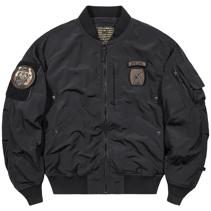 Vip American Style Ma1 Pilot Jacket for Men, Spring and Autumn Vintage Embroidered Badge Baseball Jacket, Short Loose Workwear Jacket