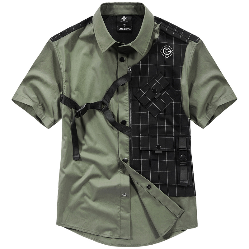 Vip Summer 2026 New Short-Sleeve Shirt Men's Fake Two-Piece Work Shirt Loose Functional Style Top Trendy Brand