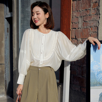 European station 2021 autumn new shirt female simple Joker design sense niche coat fashion Tiansi small shirt