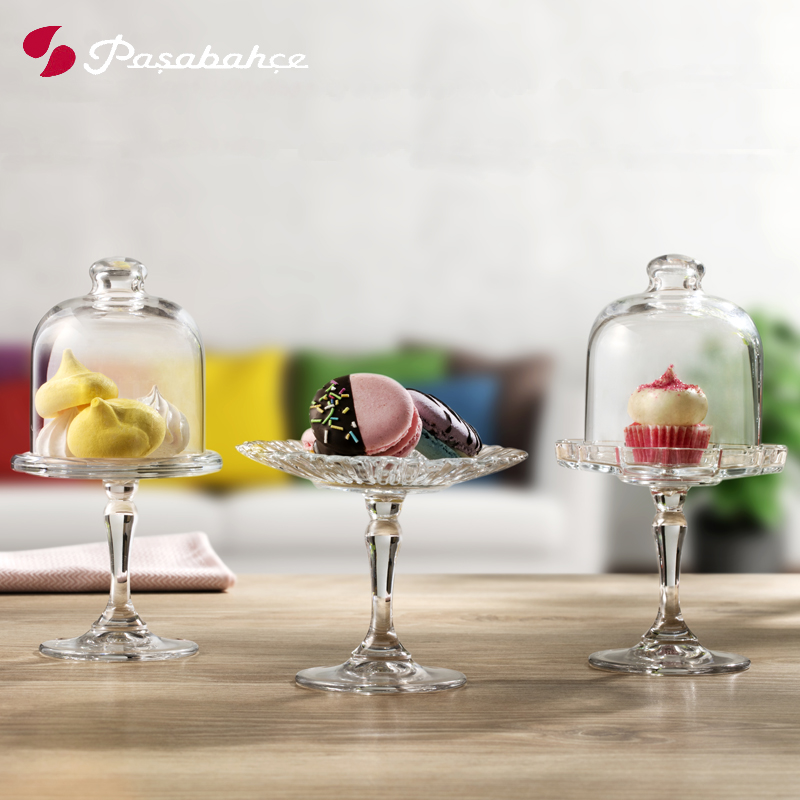 Eurostyle transparent glass cover cake tray Candy Tray dust cover High foot Tray Creative Wedding Celebration Home Swing