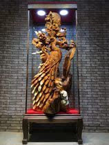 Large cliff root carving ornaments Taihang follow-type Guanyin Maitreya shady wood Jinsi Nan wood carving process