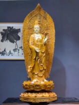 Thuja root carving wood carving office ornaments Guan Gong Maitreya Buddha carving Golden noxan lobular red sandalwood artwork