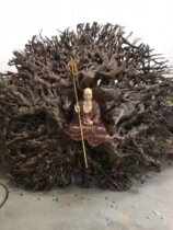 Taihang cliff cypress root carving ornaments aging with the type Jin Si Nan Litchi Wood Jizo Bodhisattva large-scale original ecological wood carving