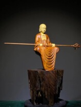 Cliff Buddha statue Zen boutique ornaments Gizang Wang Root holding stone root carving wood carving hand carved crafts figure