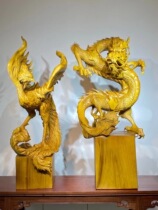 Taihang cliff large root carving landscape golden silk Nana wood carving flowers and birds figures animal crafts living room office ornaments