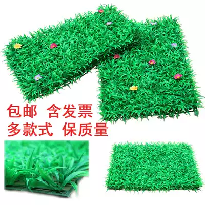 Simulation lawn plant wall indoor fake lawn with flower plastic green planting grass encryption Balcony decoration artificial turf