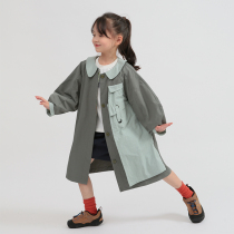 boxboxbox girls windbreaker 2024 new style fake two-piece color matching mid-length childrens windbreaker jacket