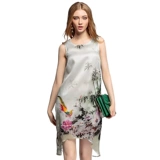 奈昕 Сделайте вас хорошо выглядеть, индивидуальное индивидуальное изготовление на заказ 117896 длинное платье со спиной, коротким передом, принтом большого размера