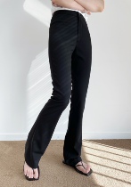 QINGLING summer black microlama tight weather comfortable legs long thin high waist long pair of pants