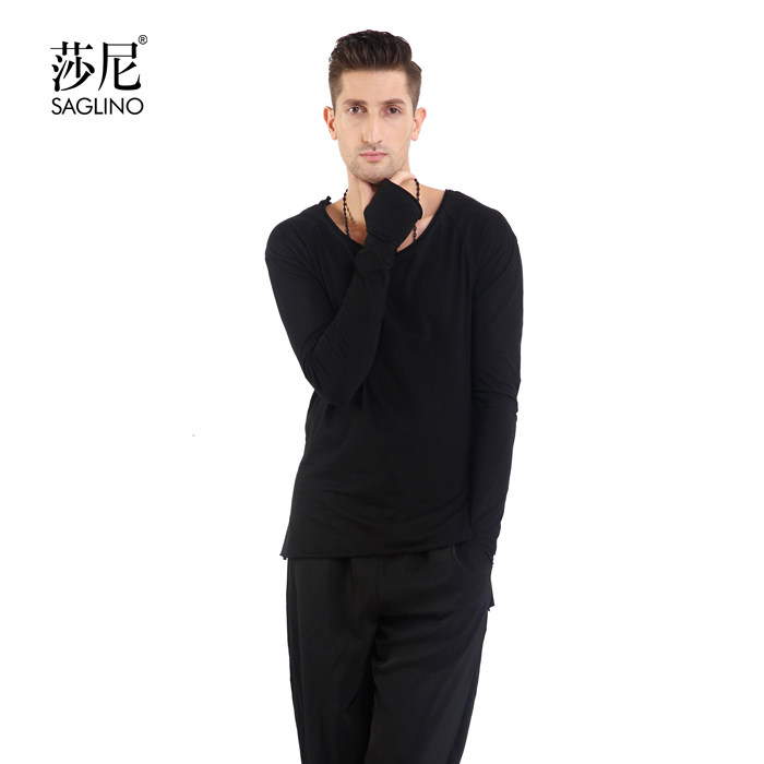MR SHANG SHA BOYS LATIN DANCE TOP IRREGULAR HEM PERSONALITY FINGER SET PRACTICE SUIT TOP