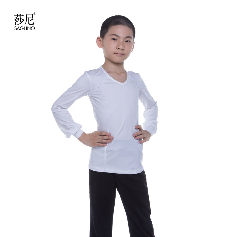 Saniladin dance wear boy sports dance long sleeve blouses national standard dance practice to serve young children Morden shirts