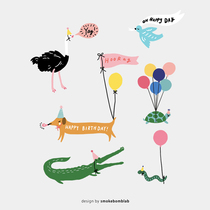 smokebomb creative tattoo stickers birthday combination birthday birthday boy girl party animal