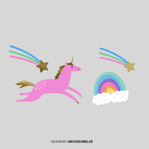 smokebomblab original design unicorn dream unicorn meteor wish girl tattoo stickers