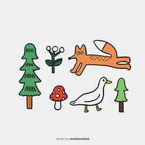 smokebomb childrens creative tattoo stickers camping picnic small animals fox duck forest mushroom combination