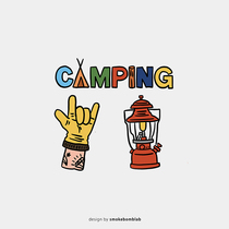 smokebomblab waterproof sticker for kids tattoo camping camp trip hand drawn illustration