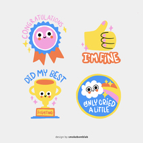 smokebomblab tattoo stickers for children encouragement medals illustrations text incentives like