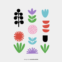 smokebomb creative kids tattoo sticker flower world abstract botanical illustration geometric
